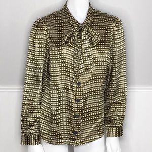 Vintage Peter Nygard Silk Pussy Bow Blouse Petite